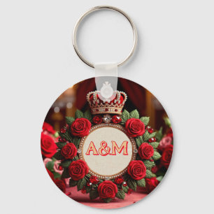 👑 Benutzerdefinierte Rosenkrone Monogramm Namensg Schlüsselanhänger