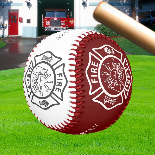 Benutzerdefinierte rot-weiße Fireman-Symbole Baseball (Von Creator hochgeladen)