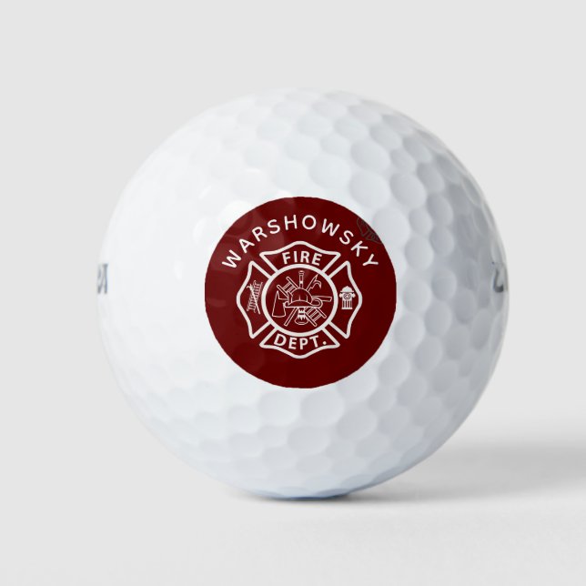 Benutzerdefinierte rot-weiße Fireman-Symbole Golfball (Vorderseite)