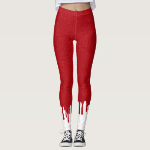 Benutzerdefinierte rote Glitter-Leggings mit weiße Leggings