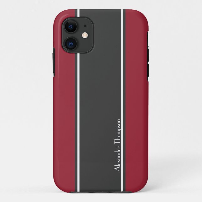 Benutzerdefinierte rote und schwarze Streifen Case-Mate iPhone Hülle (Rückseite)