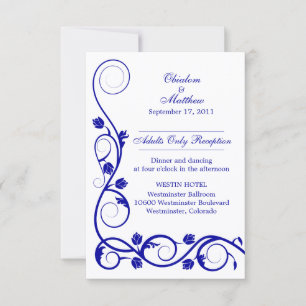 Benutzerdefinierte Royal Blue Swirls Empfangskarte Einladung