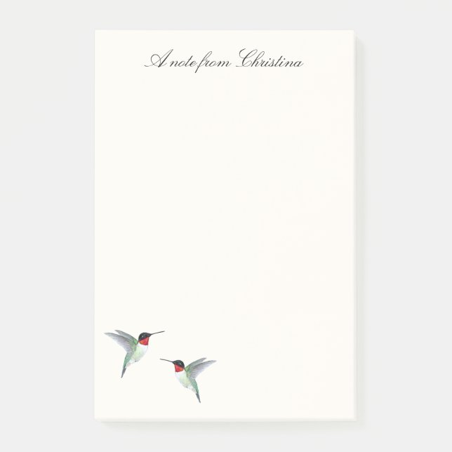 Benutzerdefinierte rubingewirbelte Hummingbird-Not Post-it Klebezettel (Vorderseite)