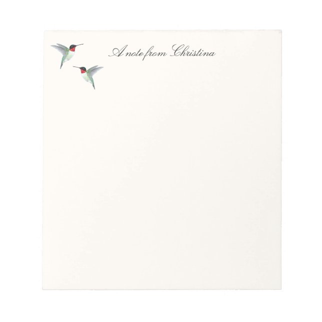 Benutzerdefinierte Ruby-throated Hummingbird Notes Notizblock (Vorderseite)