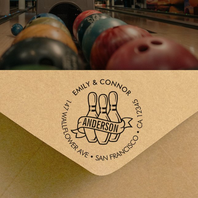 Benutzerdefinierte Rücksendeadresse für Bowling-Fa Gummistempel (Von Creator hochgeladen)