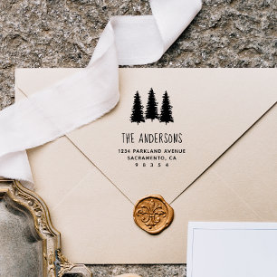 Benutzerdefinierte rustikale Bäume Familienname Rü Gummistempel