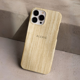 Benutzerdefinierte Rustikale Beige Faux Holz Perso iPhone 16 Pro Hülle