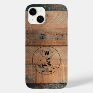 Benutzerdefinierte rustikale Holzstruktur & Hirsch Case-Mate iPhone 14 Hülle
