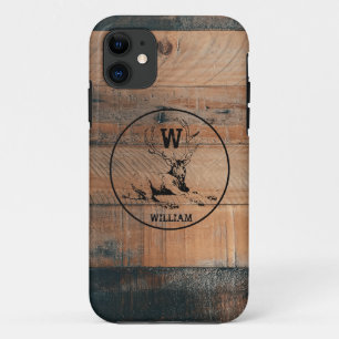 Benutzerdefinierte rustikale Holzstruktur & Hirsch Case-Mate iPhone Hülle