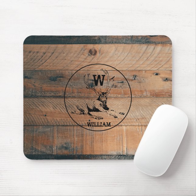 Benutzerdefinierte rustikale Holzstruktur & Hirsch Mousepad (Mit Mouse)