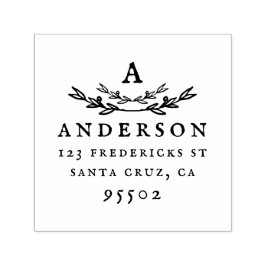 Benutzerdefinierte Rustikale Monogramm-Nachname-Rü Permastempel