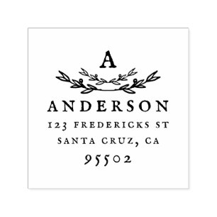 Benutzerdefinierte Rustikale Monogramm-Nachname-Rü Permastempel