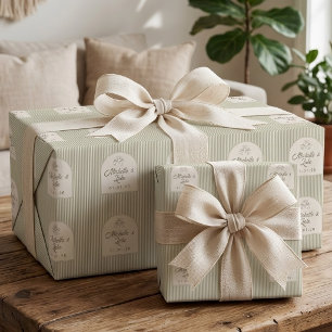 Benutzerdefinierte Sage-Grün-Gestreifte Braut-und Geschenkpapier