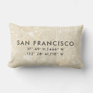 Benutzerdefinierte San Francisco-Karte  Beige Lendenkissen
