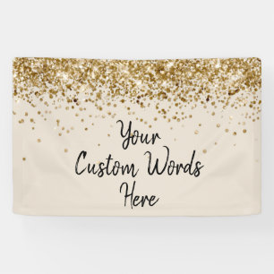 Benutzerdefinierte Sand-Schwarz-Gold-Geburtstagsfe Banner