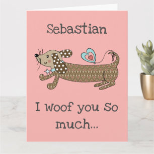 Benutzerdefinierte Sausage Dog Dachshund Valentins Karte