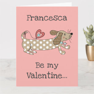 Benutzerdefinierte Sausage Dog Dachshund Valentins Karte