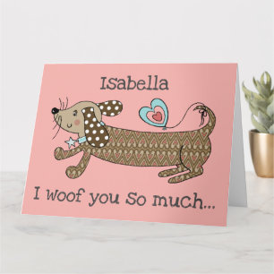 Benutzerdefinierte Sausage Dog Dachshund Valentins Karte