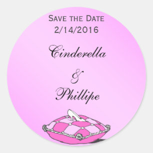 Benutzerdefinierte Save the Date Cinderella Schuh Runder Aufkleber