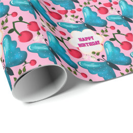 Benutzerdefinierte Schmetterlings-Geburtstagsfeier Geschenkpapier