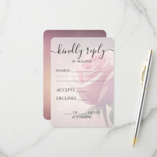Benutzerdefinierte schöne einzelne rosa Rosenhochz RSVP Karte