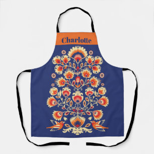Benutzerdefinierte Schürze Blau und orange Folklo