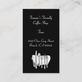 Benutzerdefinierte Schwarz-weiße Silverware-Visite Visitenkarte