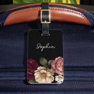 Benutzerdefinierte schwarze florale schöne Blumen Gepäckanhänger