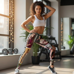 Benutzerdefinierte schwarze Fotocollage-Leggings m Leggings