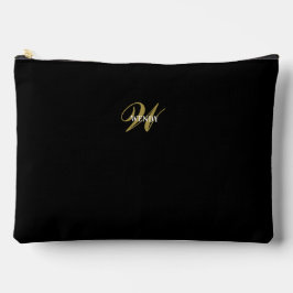 Benutzerdefinierte schwarze Gold-Monogramm-Minimal Zubehörtasche