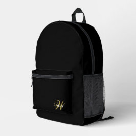 Benutzerdefinierte schwarze Goldinitiale elegant m Bedruckter Rucksack