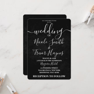 Benutzerdefinierte schwarze Grunge-Textur-Hochzeit Einladung