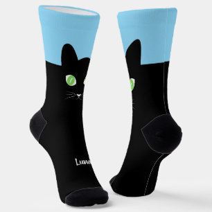 Benutzerdefinierte schwarze Katzen-Foto-Socken mit Socken