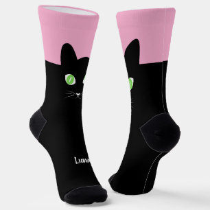 Benutzerdefinierte schwarze Katzen-Foto-Socken mit Socken