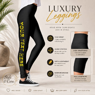 Benutzerdefinierte schwarze Leggings mit Text für