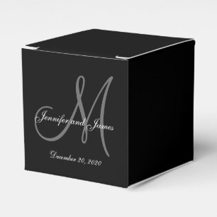 Benutzerdefinierte schwarze Monogramm-Hochzeitsgun Geschenkschachtel