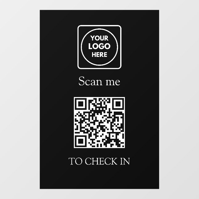Benutzerdefinierte schwarze QR-Anmeldung | Anzeige Fensteraufkleber (Blatt)