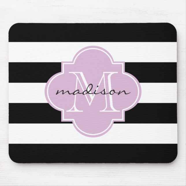 Benutzerdefinierte schwarze und Lila Streifen Mousepad (Vorne)