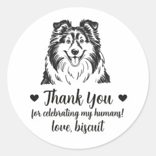 Benutzerdefinierte Sheltie-Hunde-Hochzeitsgeschenk Runder Aufkleber