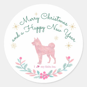 Benutzerdefinierte Shiba Inu Weihnachtsdichtung in Runder Aufkleber