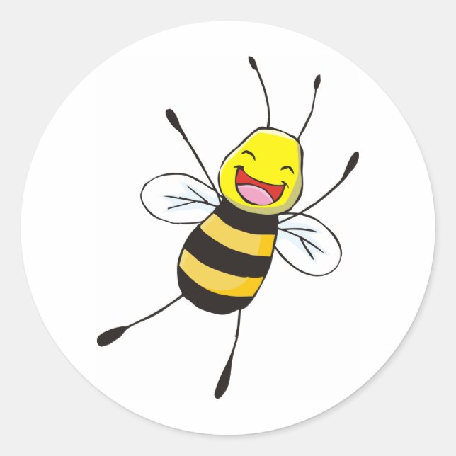 Benutzerdefinierte Shirts: Happy Bee Shirts Runder Aufkleber (Vorderseite)