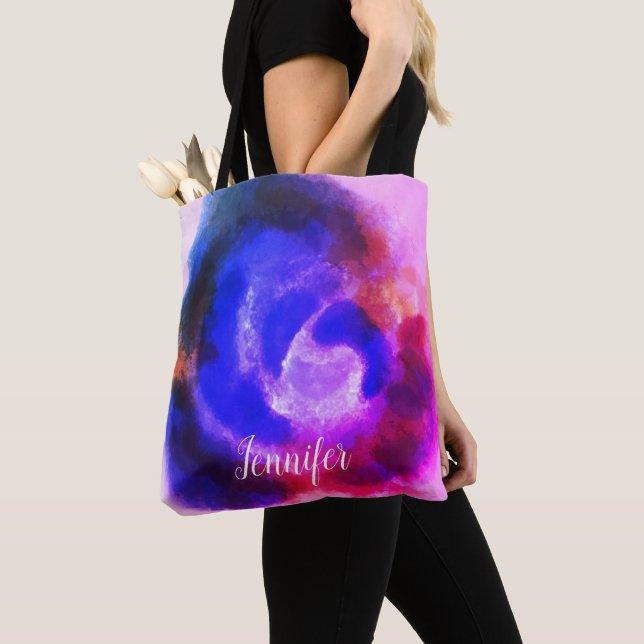 Benutzerdefinierte Signatur Rosa Lila Wasserfarbe  Tasche (Von Nahem)
