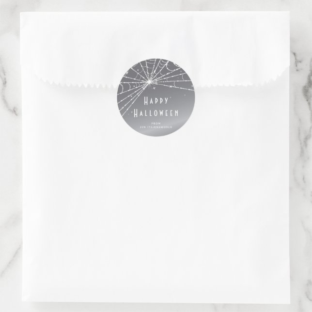 Benutzerdefinierte Silber-Graue Spinnennetz-Hallow Runder Aufkleber (Tasche)