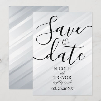 Benutzerdefinierte Silber Weiße Diagonale Linien H Save The Date