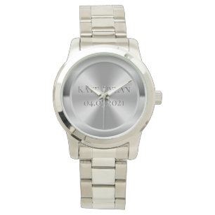 Benutzerdefinierte, simulierte Silver Watch Armbanduhr
