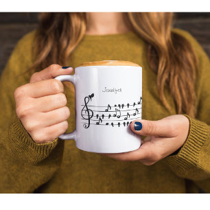 Benutzerdefinierte Singvogel-Violinenschlüssel-Kun Zweifarbige Tasse