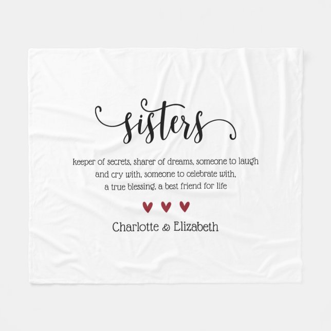 Benutzerdefinierte Sister Definition Best Friends  Fleecedecke (Vorderseite (Horizontal))