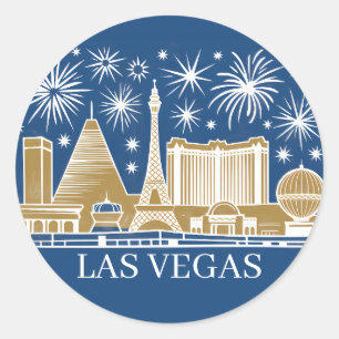 Benutzerdefinierte Skyline Las Vegas Strip Minimal Runder Aufkleber