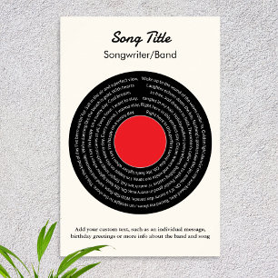 Benutzerdefinierte Songtexte Retro-Vinyl-Schallpla Poster