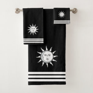 Benutzerdefinierte Sonne Mond und drei Streifen au Badhandtuch Set